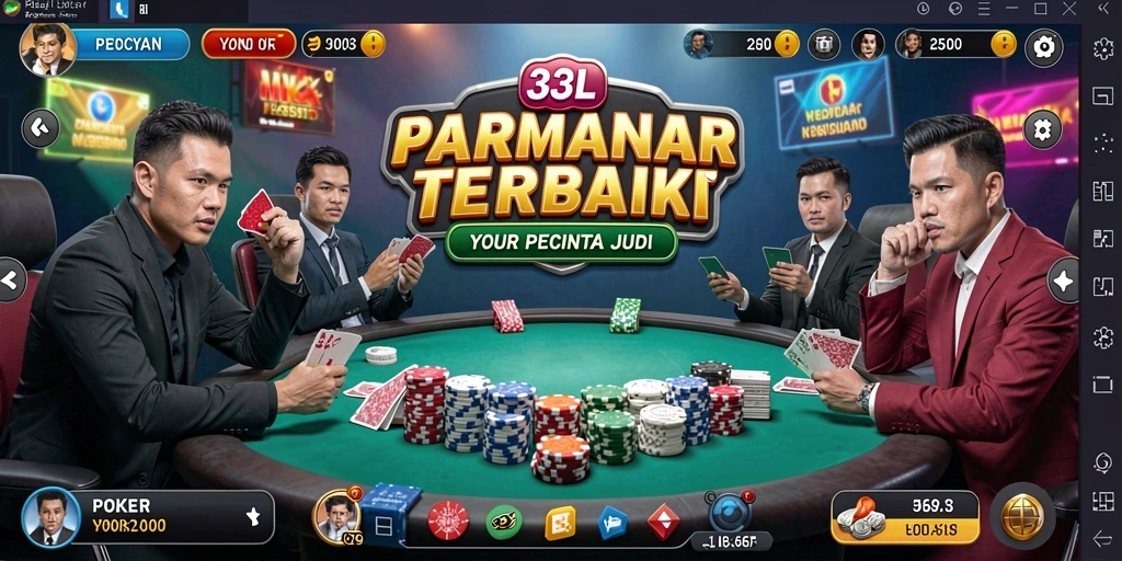 Screenshot gameplay 33L yang menampilkan suasana meja Poker yang seru.