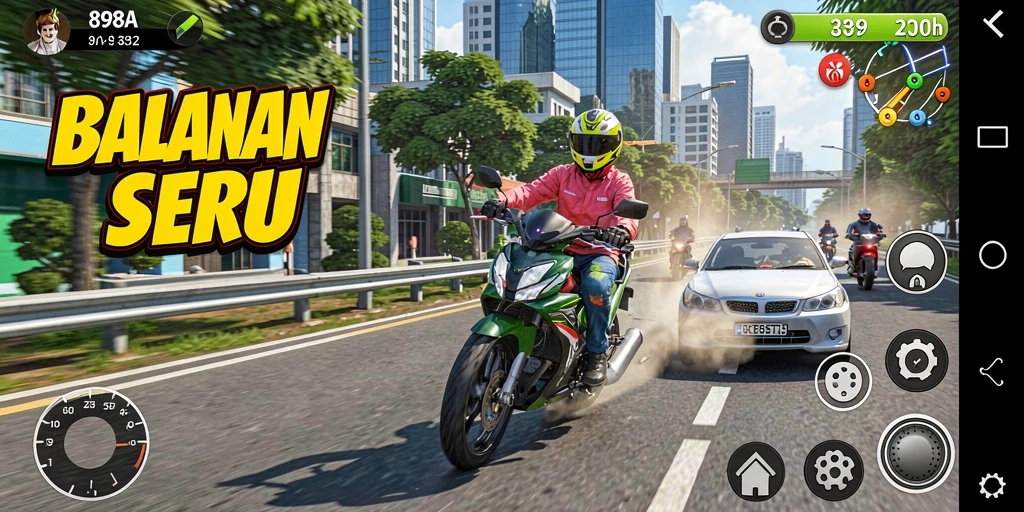 Tampilan gameplay Racing yang mendebarkan dan realistis dari 898A.