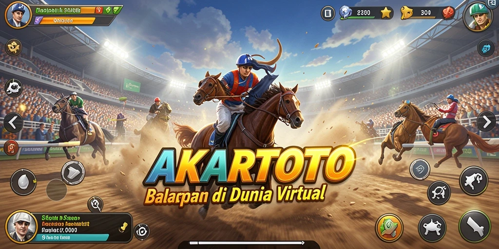 Tampilan gameplay balapan yang mendebarkan di AKARTOTO dengan trek yang beragam.