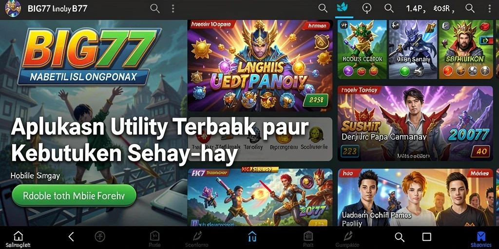 Screenshot utama BIG77 menampilkan antarmuka aplikasi Utility yang menarik.