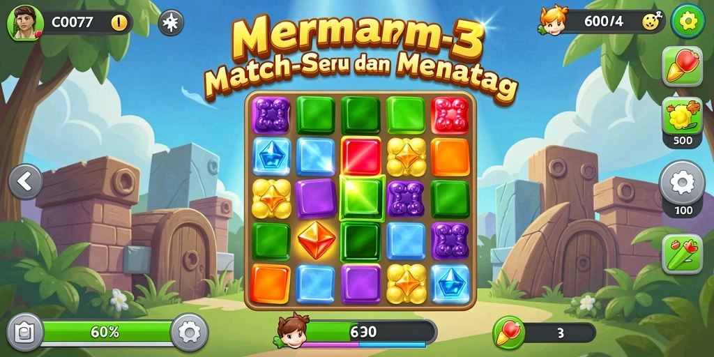 Tampilan menarik dari gameplay Match-3 C0077 yang seru.