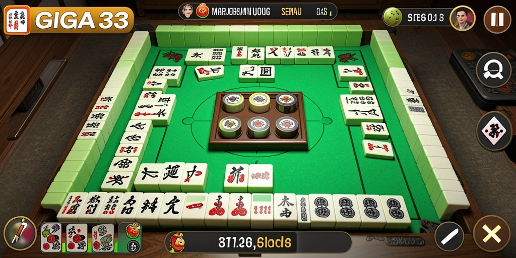 Menampilkan gameplay seru dalam GIGA33, penuh strategi Mahjong.