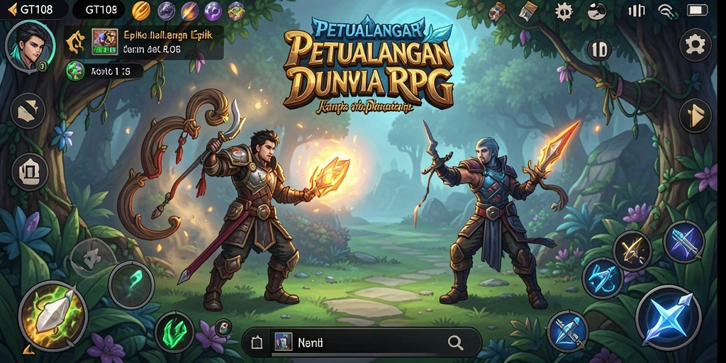 Tangkapan layar gameplay GT108 yang menunjukkan aksi RPG yang mendebarkan.
