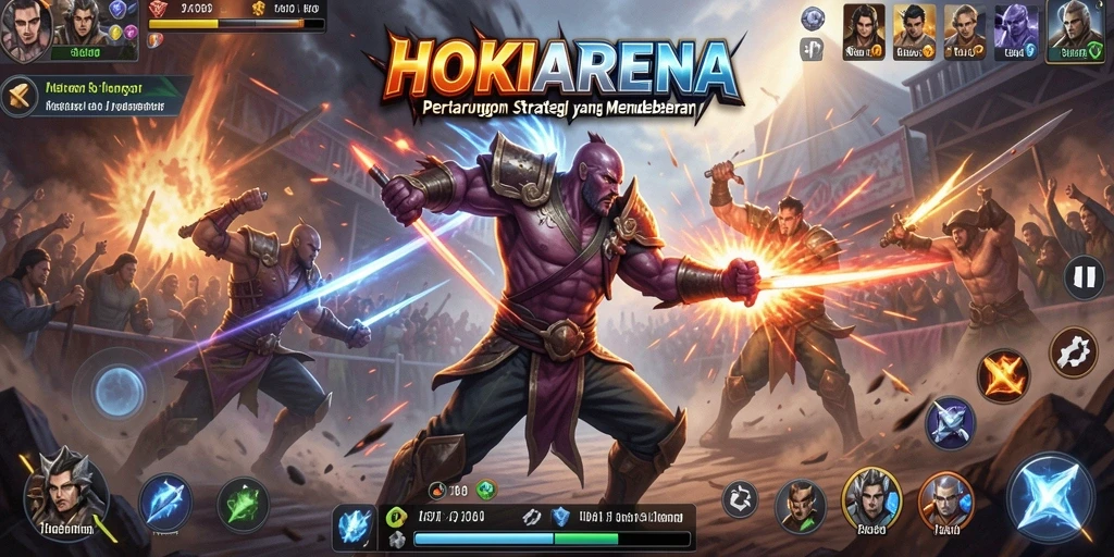 Screenshot gameplay mempertunjukkan pertempuran strategis yang menegangkan.