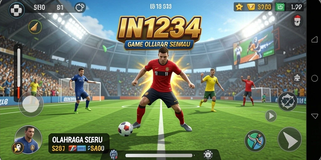 Tampilan gameplay seru dalam IN1234 dengan aksi olahraga yang mendebarkan.