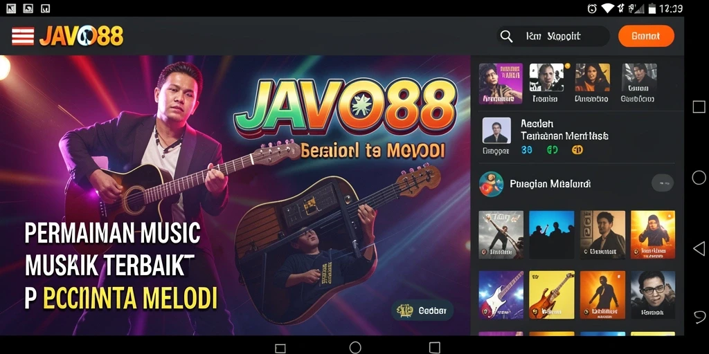 Tampilan gameplay JAVO88 dengan berbagai pilihan lagu dan tantangan musik.
