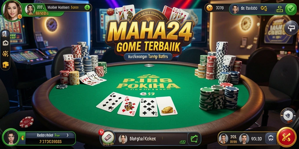 Tangkapan layar gameplay MAHA24 yang mendebarkan dalam permainan Poker.