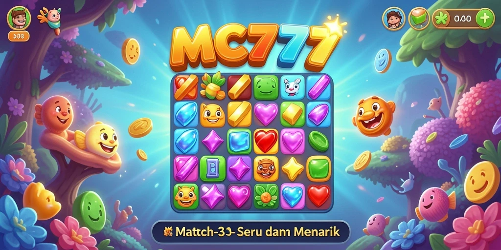 Tangkapan layar gameplay MC777, menampilkan aktivitas seru Match-3.