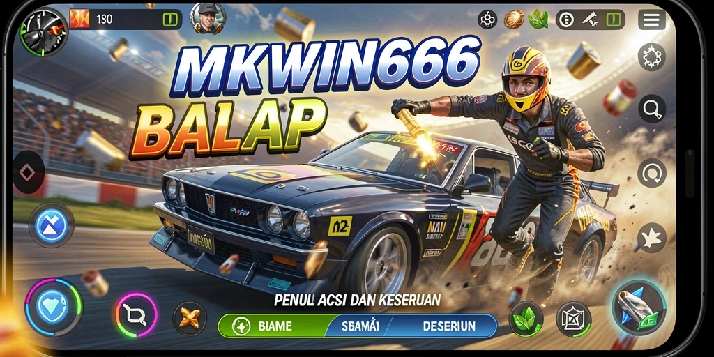 Screenshot gameplay MKWIN666 menampilkan aksi balapan yang mendebarkan.