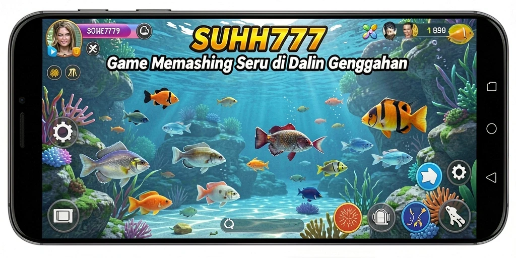 Screenshot gameplay memancing di SUHU777 yang menampilkan keindahan alam.