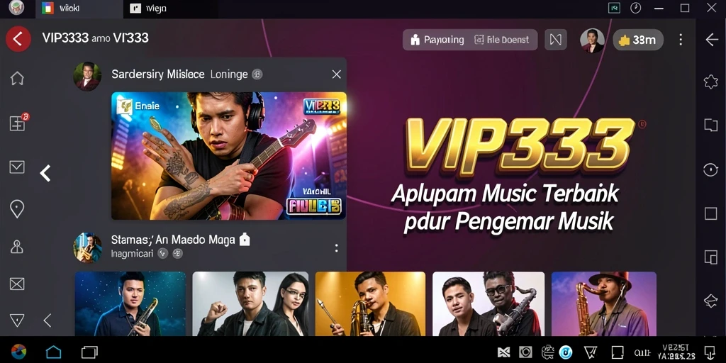 Screenshot utama VIP333 menampilkan gameplay musik yang seru.